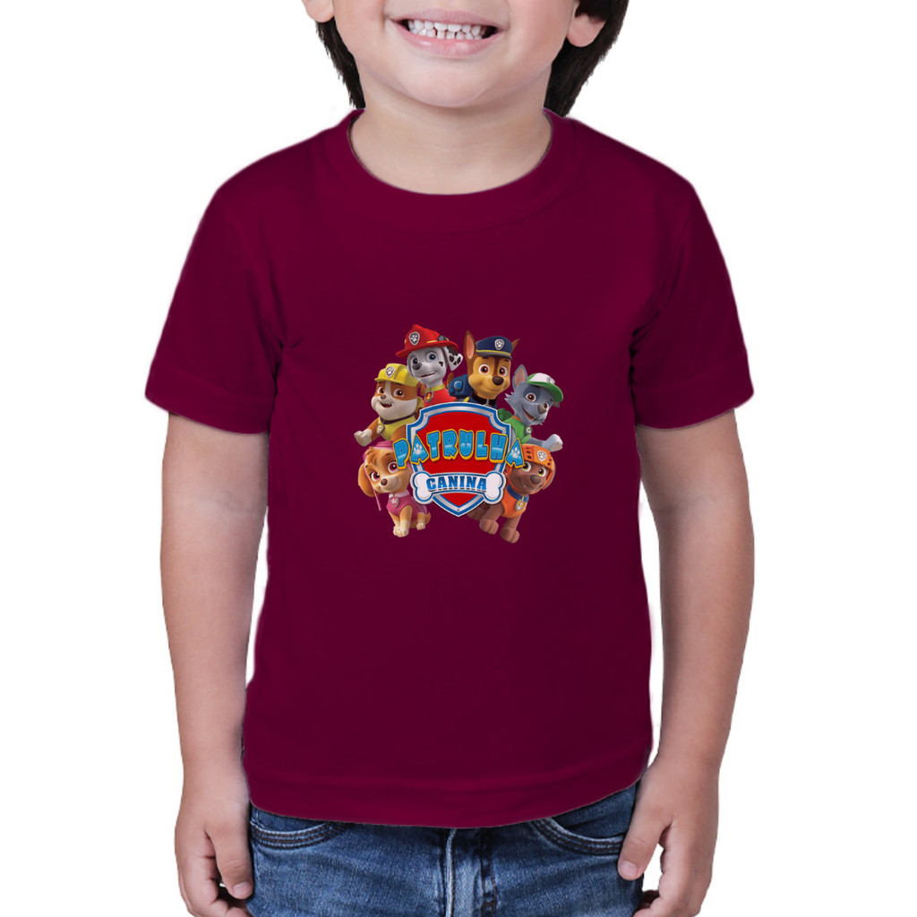 Blusa Infantil Patrulha Canina Unissex Personagem Estampada Kids Algodão Tamanhos 2 ao 14

