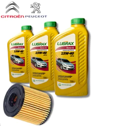 KIT TROCA DE ÓLEO 15W40 LUBRAX + FILTRO CITROEN, PEUGEOT, C3