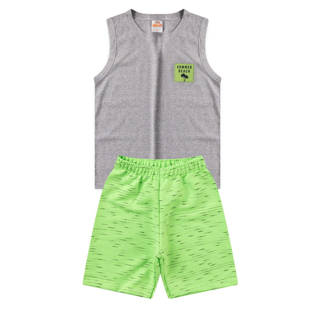 Conjunto Infantil Masculino Regata Silk frontal Tam 1 ao 14 anos