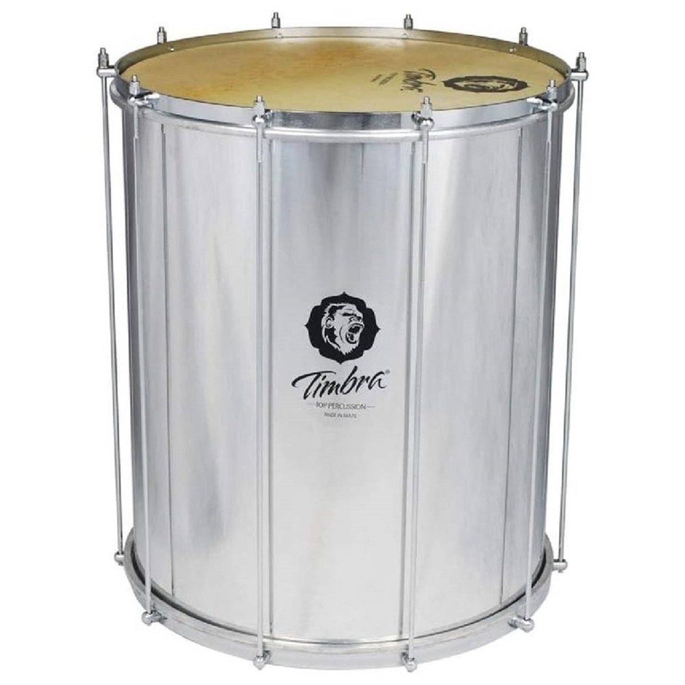 SURDO TIMBRA 18X55 SAMBA ALUMINIO C/ARO CROMADO PELE ANIMAL