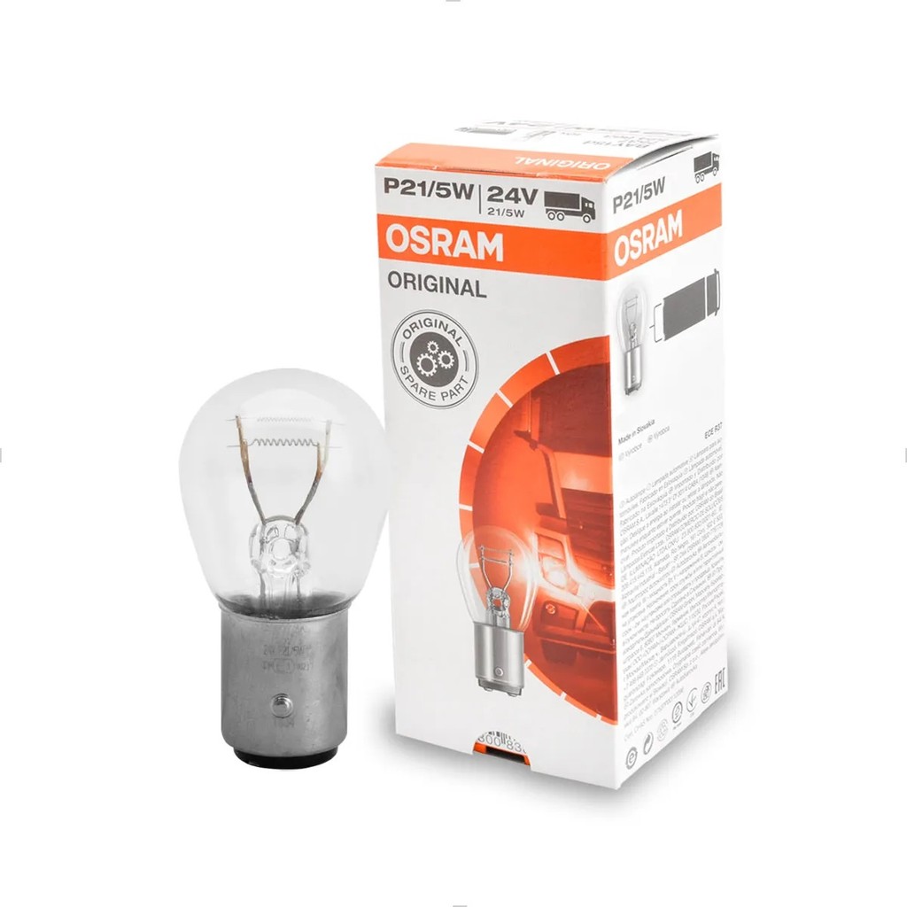 LÂMPADA AUTOMOTIVA OSRAM P21 / 5W 24V - CX COM 10 UN