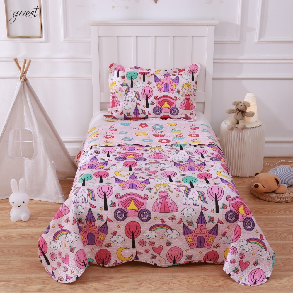 Kit Colcha Cobre Leito Solteiro 2 Pçs Infantil - Sweet Kingdom em Oferta na Shopee