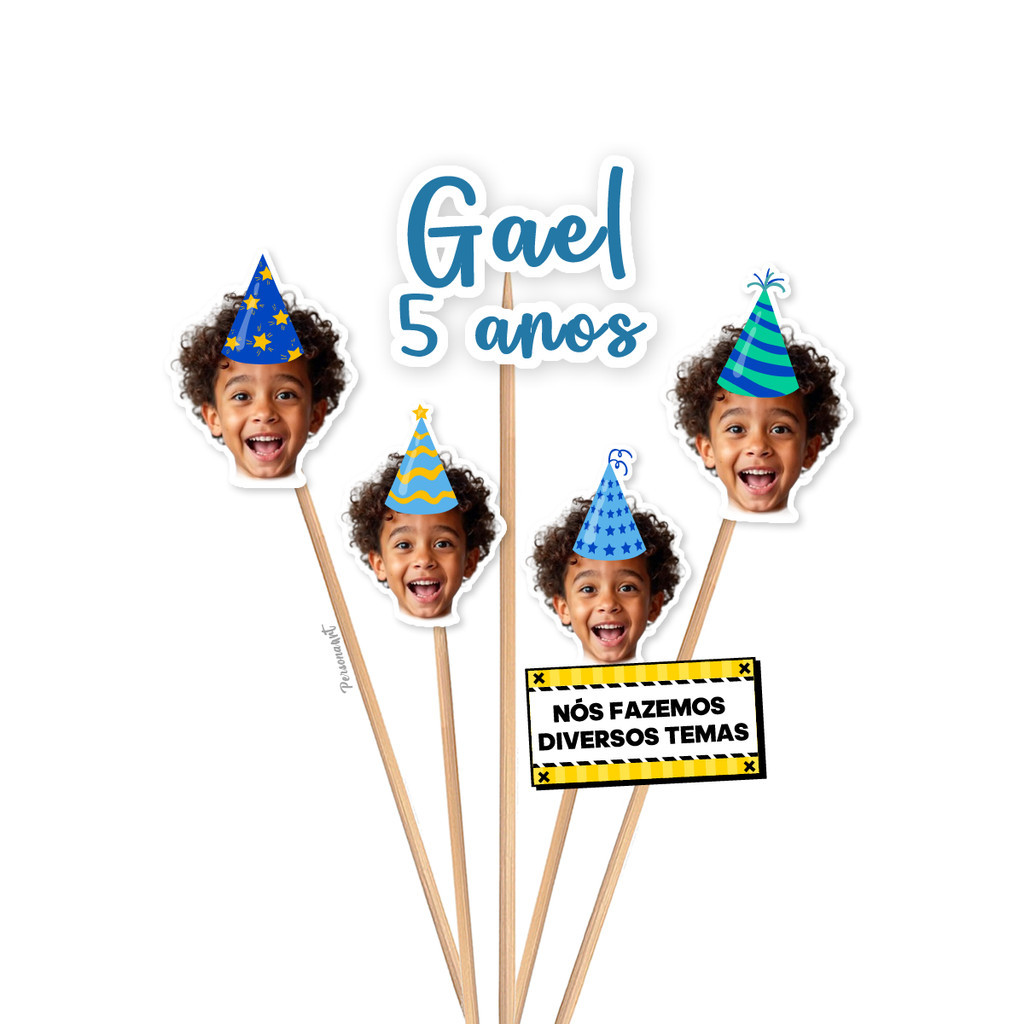 Topo de Bolo Aplique Topper de bolo Personalizado Toppers com Foto decoração rostinho Menino em Oferta na Shopee