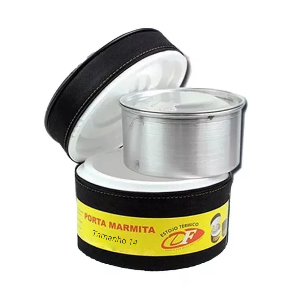 Marmita Térmica Redonda Média N14 750ml DF Revestida com Zíper Isopor Comida Almoço Refeição