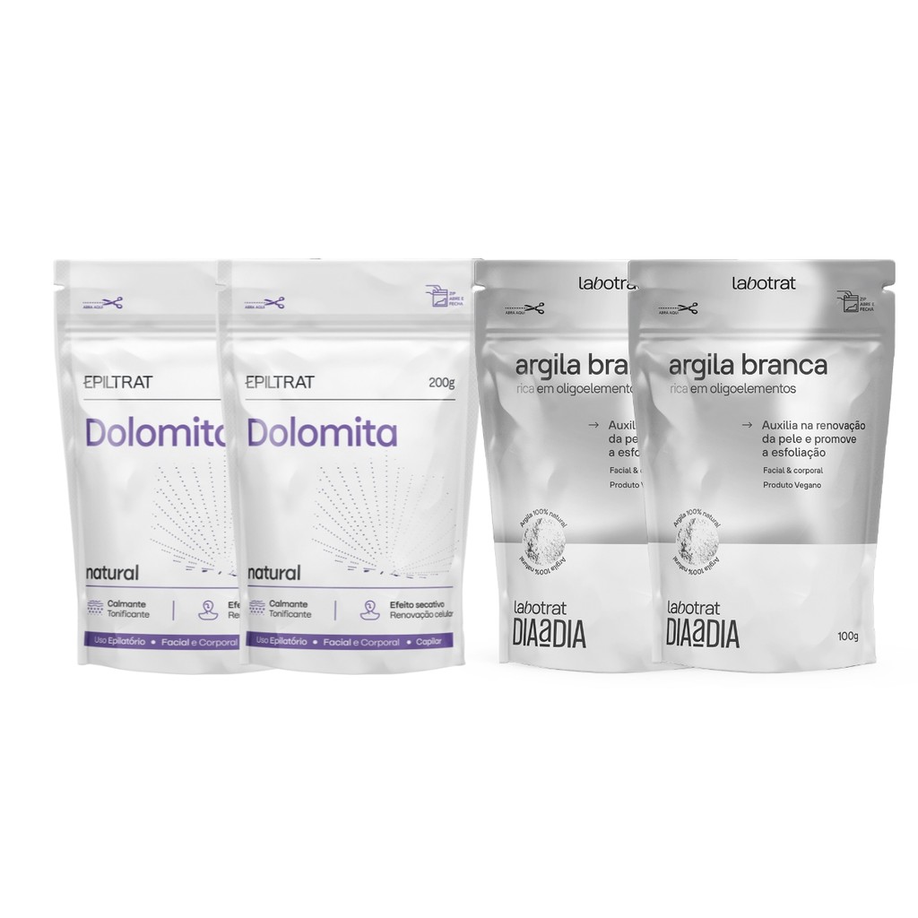 Kit 2 Dolomita E 2 Argila Branca Corpo Rosto Nutre Labotrat em Oferta na Shopee