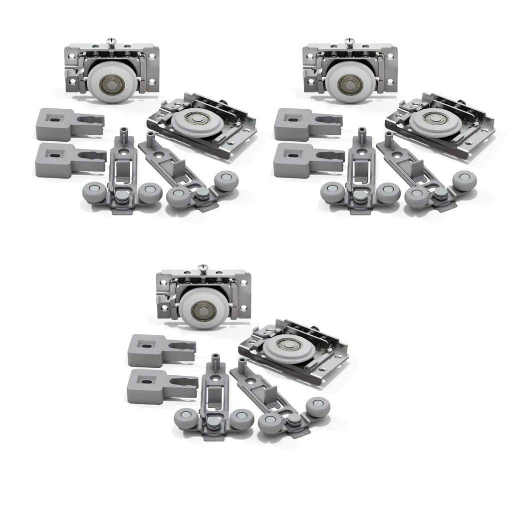 3 Kit Roldana Para Porta De Correr RO62 Guia Flex 1 Porta