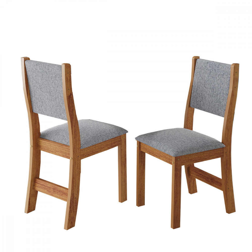 Conjunto 2 Cadeiras Sol Mel Tecido Linho Cinza Viero em Oferta na Shopee