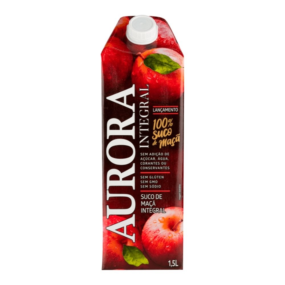 Suco Aurora Integral de Maça Tetra Pack 1,5L - Embalagem com 6 Unidades em Oferta na Shopee