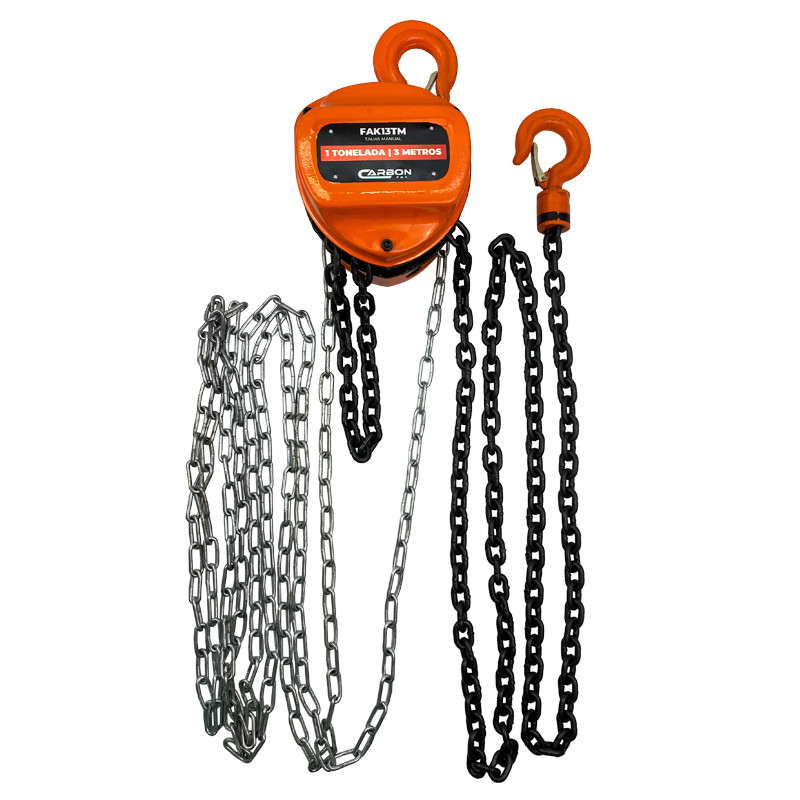 Talha Manual 1 Tonelada 3 Metros de Corrente FAK13TM Carbon Fak