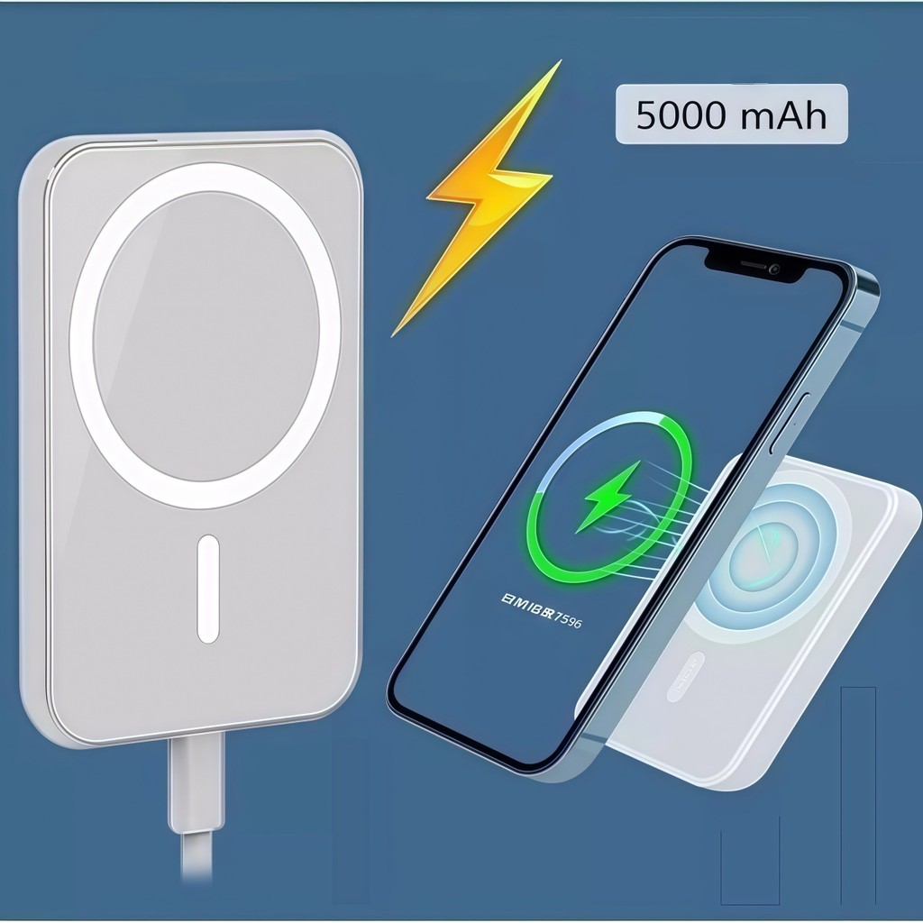 Carregador Portátil Indução iPhone/Android Apple Sem fio Bateria Carga Carregador 5000mAh