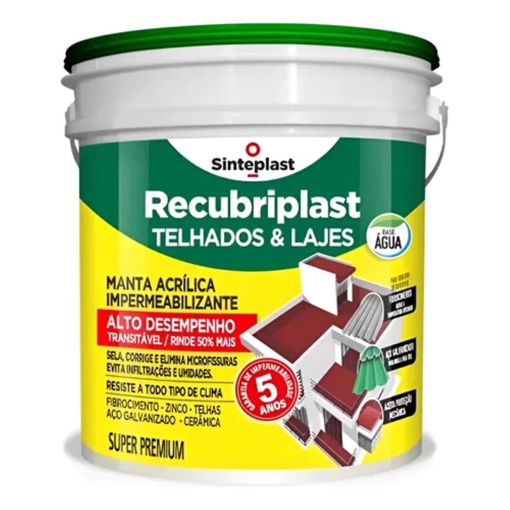 Manta Líquida Impermeabilizante Concreto 4kg Recubriplast Umidade Telhado Laje Infiltração Sinteplast em Oferta na Shopee