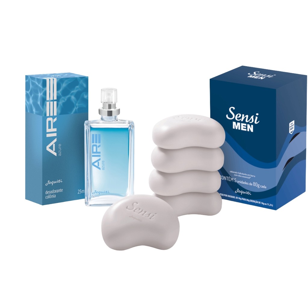 Kit Desodorante Colônia Aire Azure + Sabonete Sensi Men- Jequiti