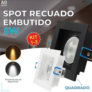Spot Embutido Recuado Led 5W Solo Preto e Branco Iluminação Branco Luz Fria e Quente Bivolt em Oferta na Shopee