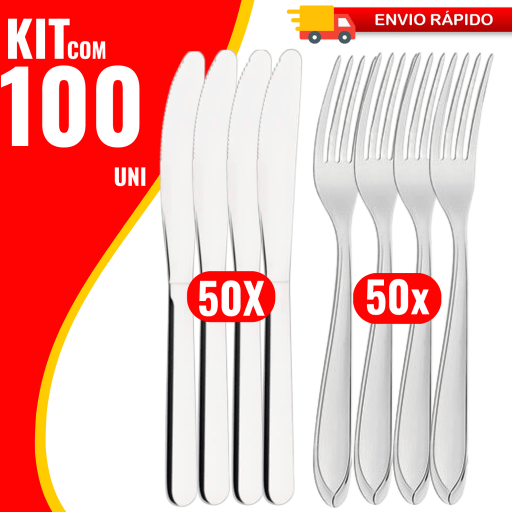 Kit 40 60 ou 100 Talheres Garfos e Facas em Aço Inoxidável Alta Qualidade  Sua Cozinha Restaurantes em Oferta na Shopee