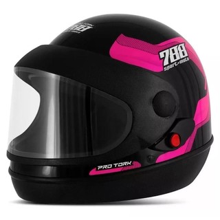 Capacete Moto Pro Tork Semiautomático Preto E Rosa 788 58