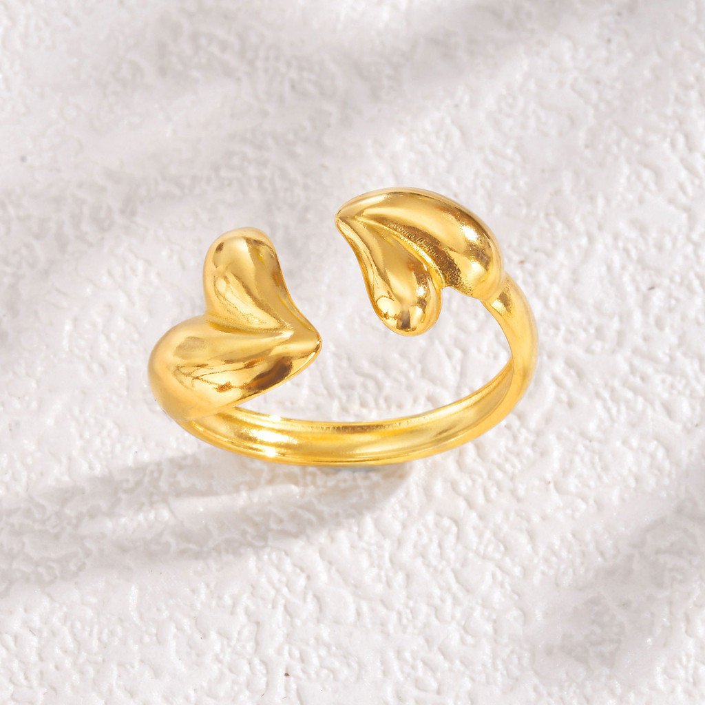 Detalhes do Vnox Ouro Aço Inoxidável Amor Coração Anéis Para Mulheres Meninas , De Irregulares Jóias Casamento Presentes Do Dia Dos