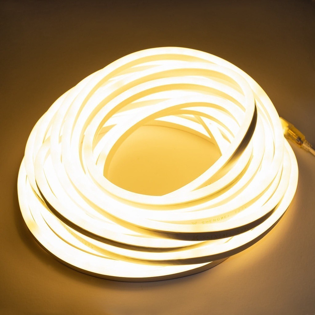 KIT 7 Metros Mangueira Fita LED Neon Flex Branco Quente 3000K + Rabicho 110v