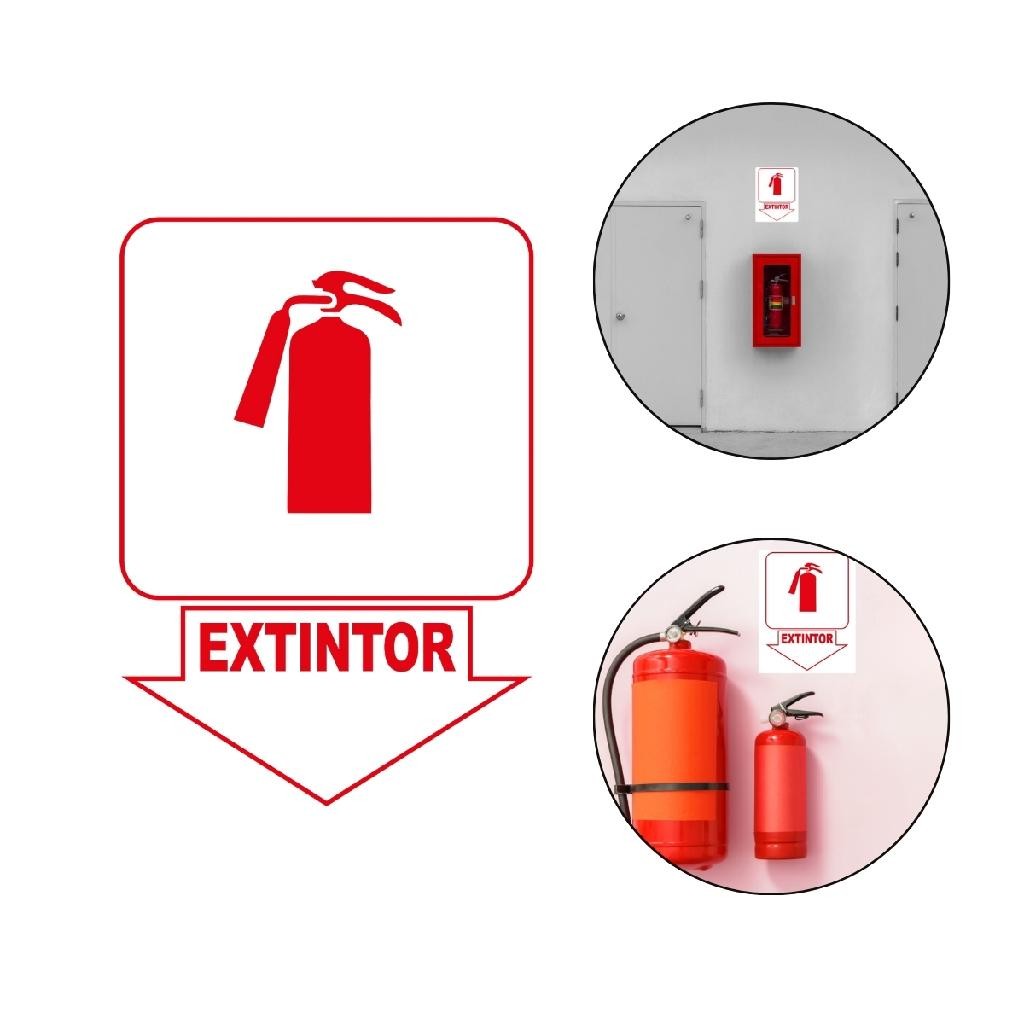 Placa Extintor de Incêndio Sinalizadora Plástico Vinil Sinal Sinalização Segurança Estabelecimento