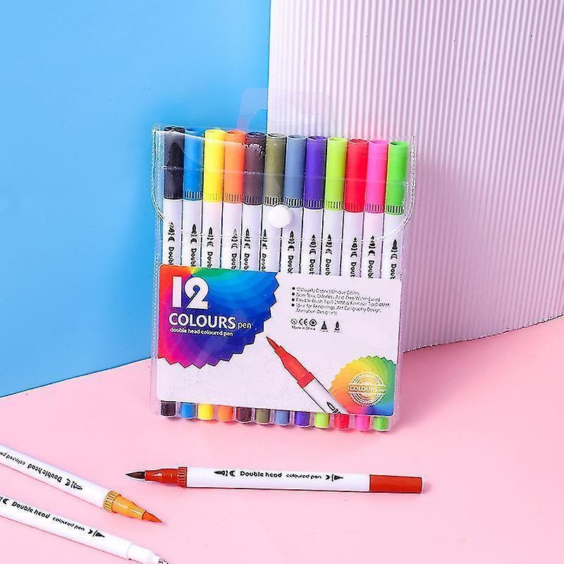 Kit12/24/36/48/60 Caneta Brush Ponta Pincel Lettering Duas Pontas