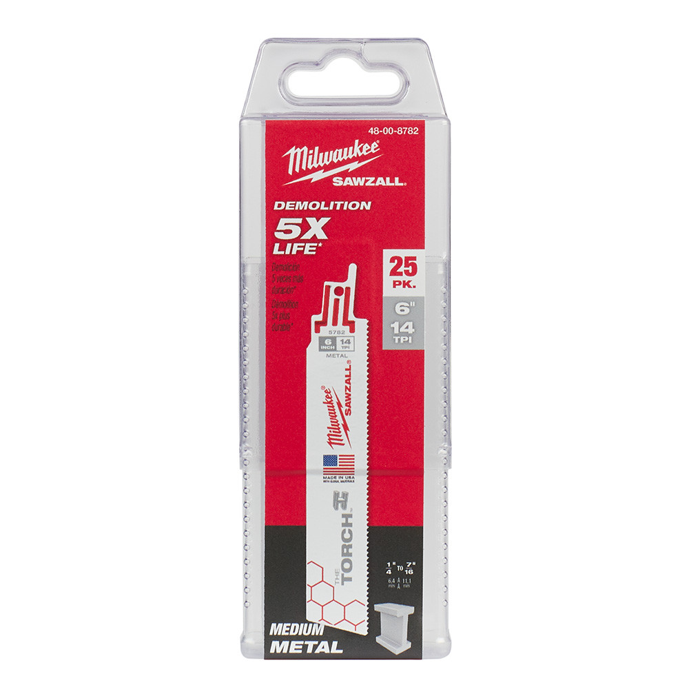 Lâmina Serra Sabre 6" 14D Metal Torch 25Pçs 48-00-8782 Milwaukee