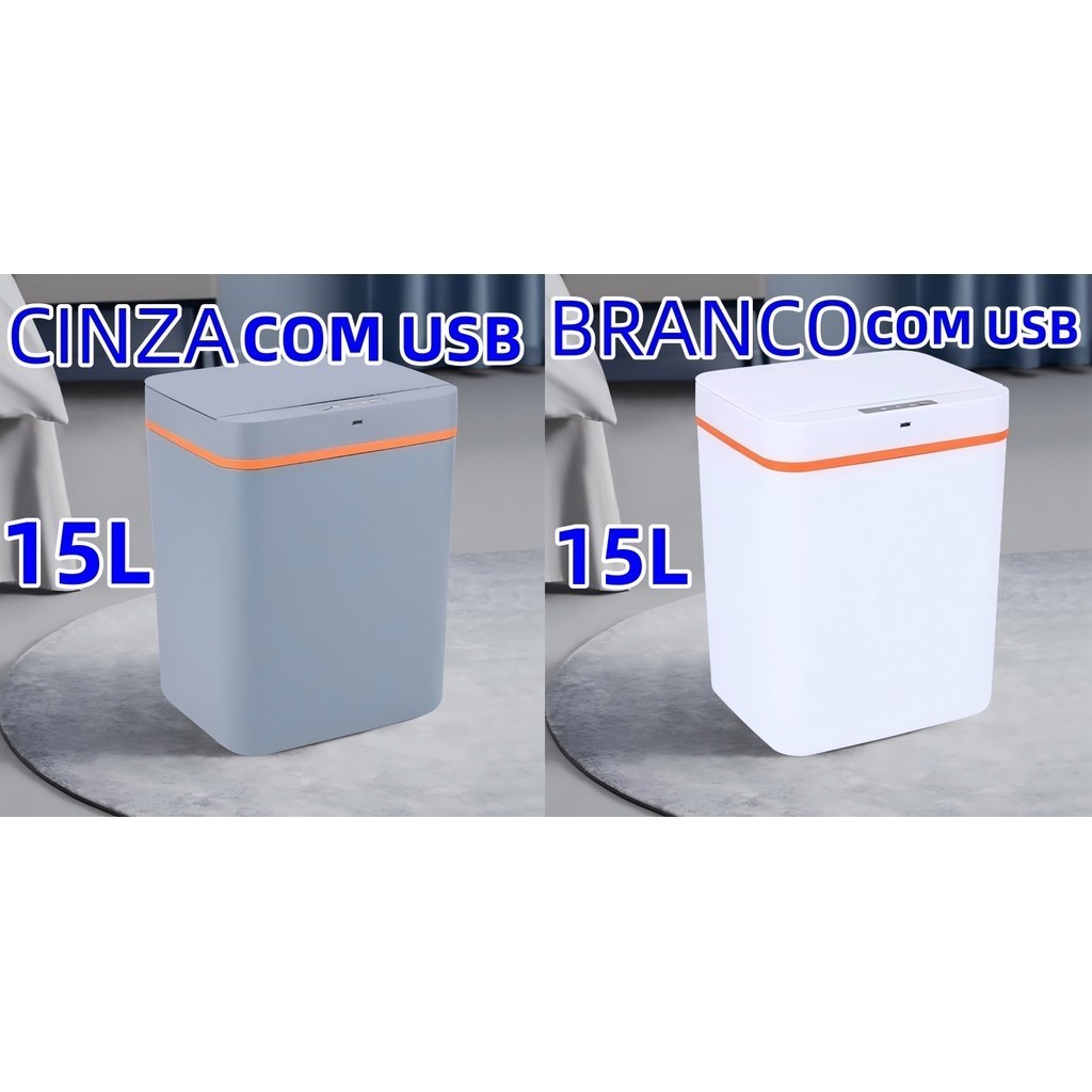 Lixeira Com Sensor Automático Inteligente 15 Litros Abre Fácil Toque Aproximação em Oferta na Shopee