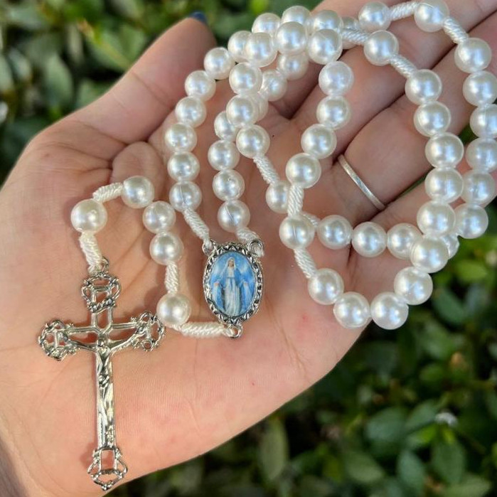 Terço de Pérola Nossa Senhora das Graças - 35 cm | Distribuidora Catedral — imagem 2 de 2