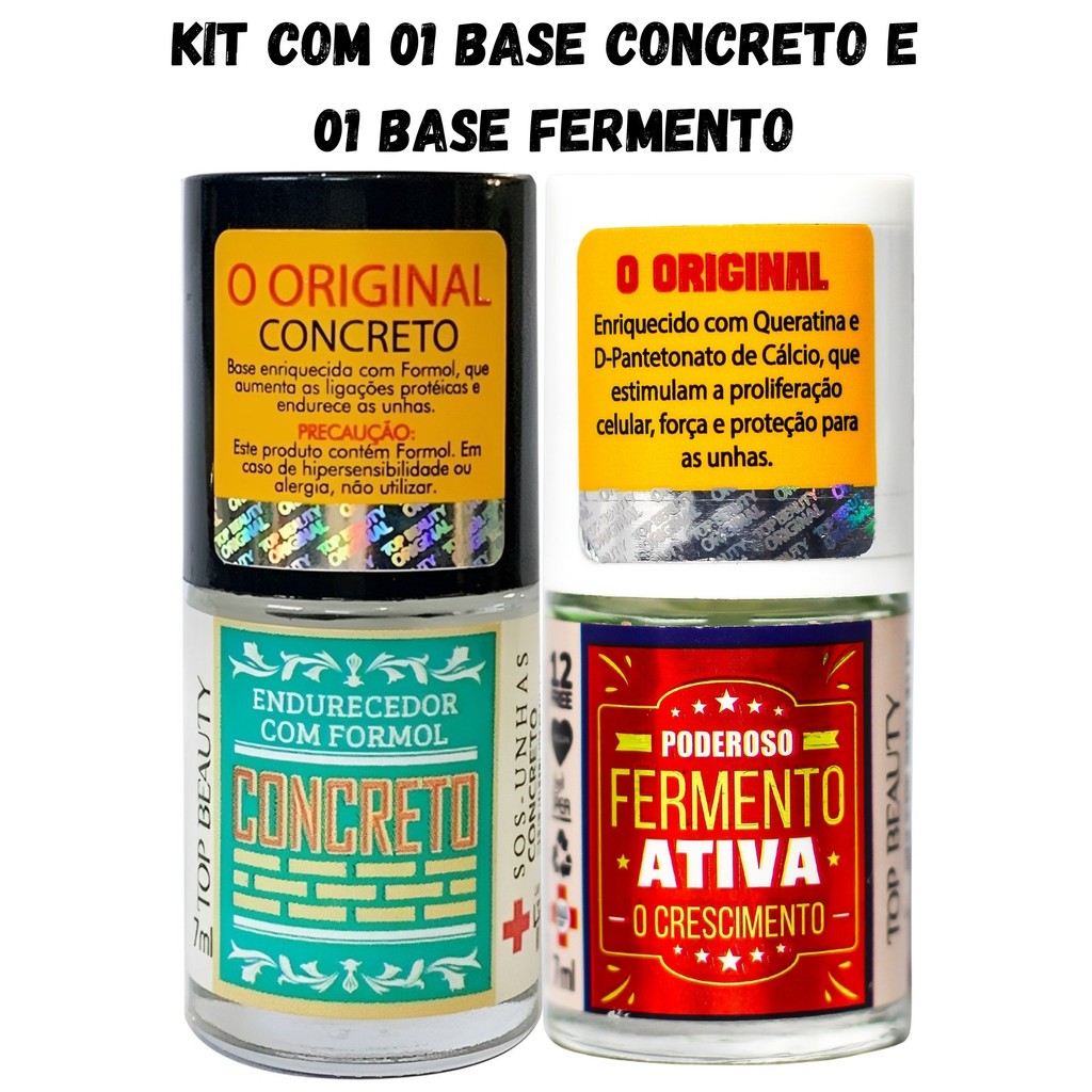 Kit com 01 Base Concreto e 01 Base Fermento - Sos Unhas em Oferta na Shopee