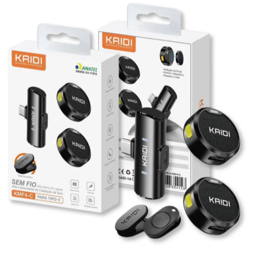 Microfone de Lapela sem Fio Magnetico Kaidi KMF4-C/A