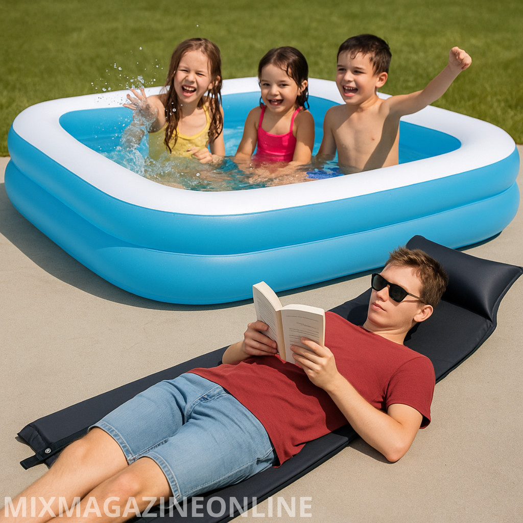 Kit com Piscina Inflável 778 Litros+ Colchonete Inflável—Praticidade e Diversão para Viagens e Lazer