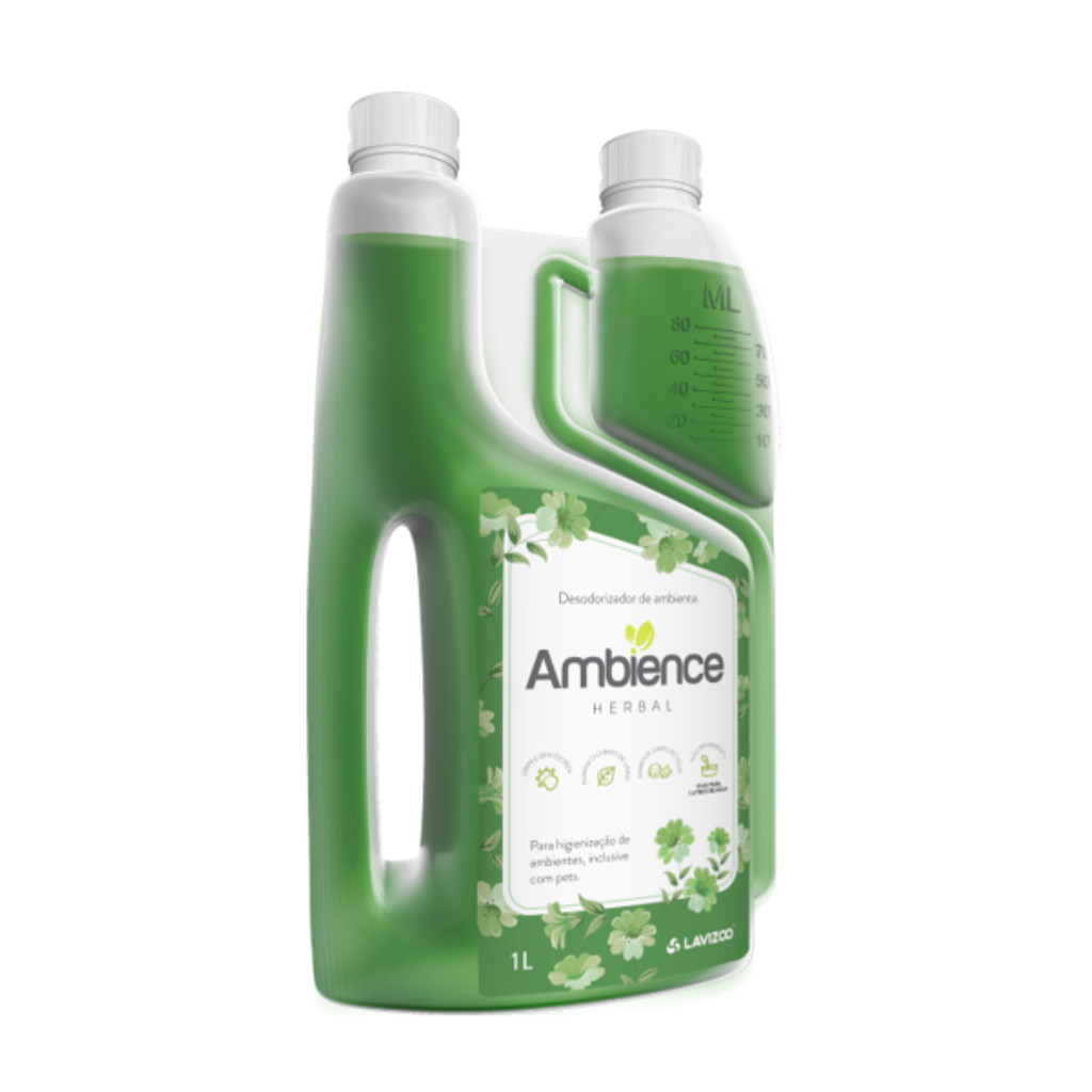 Desodorizador Concentrado Ambience Herbal 1L – Rende 500L | Bactericida p/ Casa e Canil