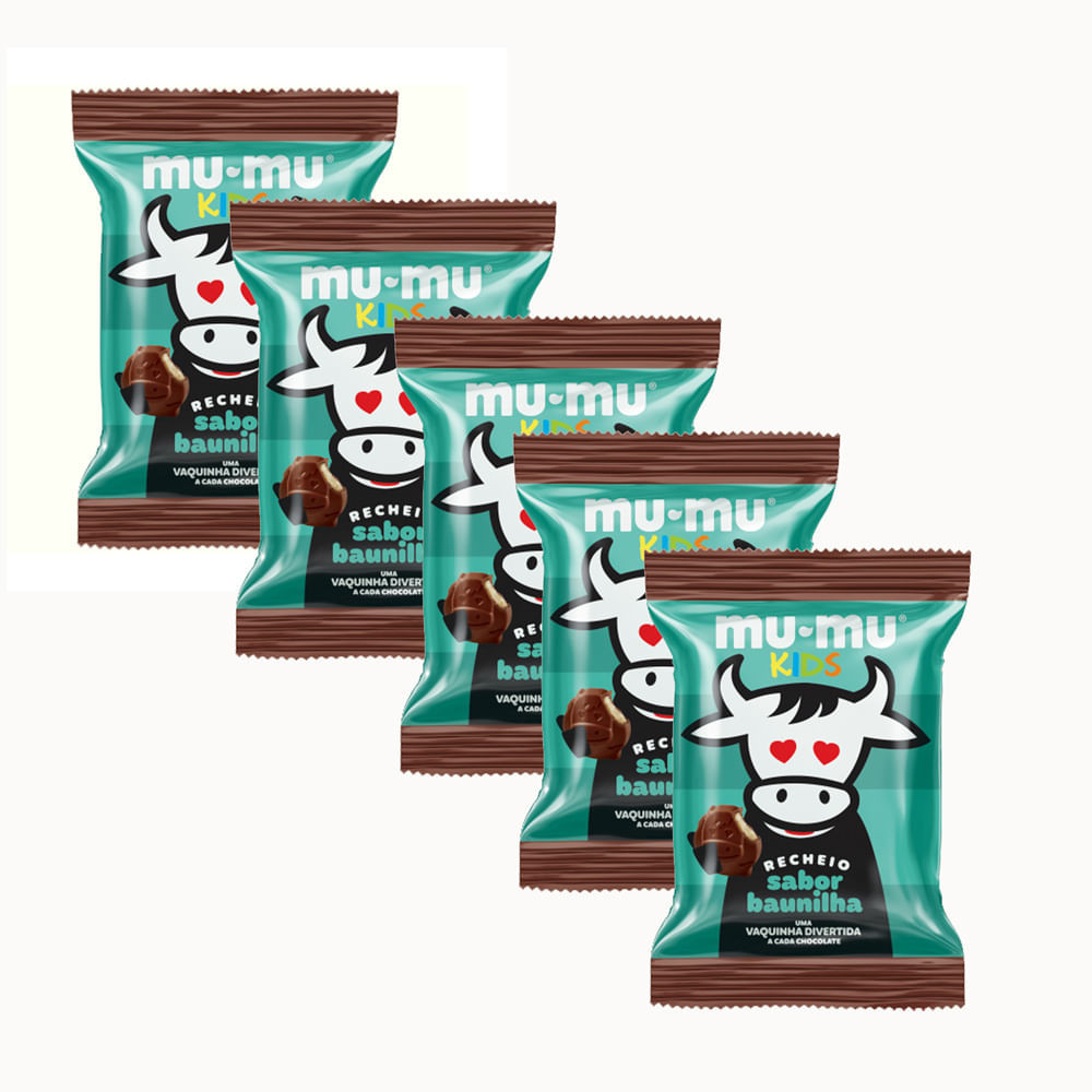 Kit 5 Chocolate Mu-Mu Kids Neugebauer Baunilha 15,6g - Food & Beverages