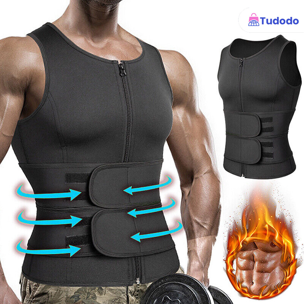 Cinta Abdominal Ajustável Power para Homens: Colete Modelador com Sauna, Redutor de Cintura para Queimar Gordura