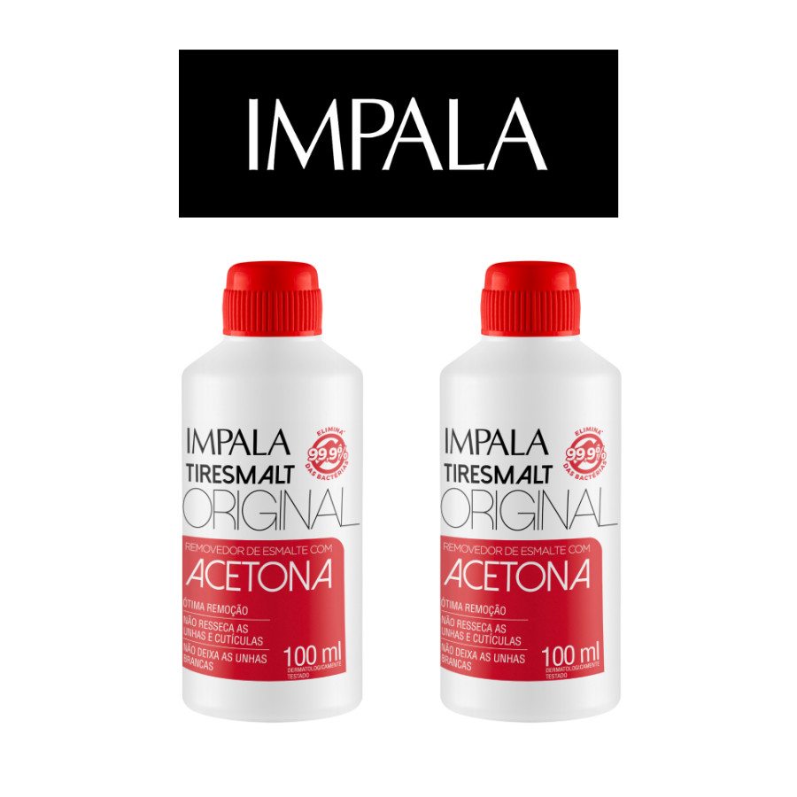 2 REMOVEDORES DE ESMALTE COM ACETONA TIRESMALT ORIGINAL 100ml