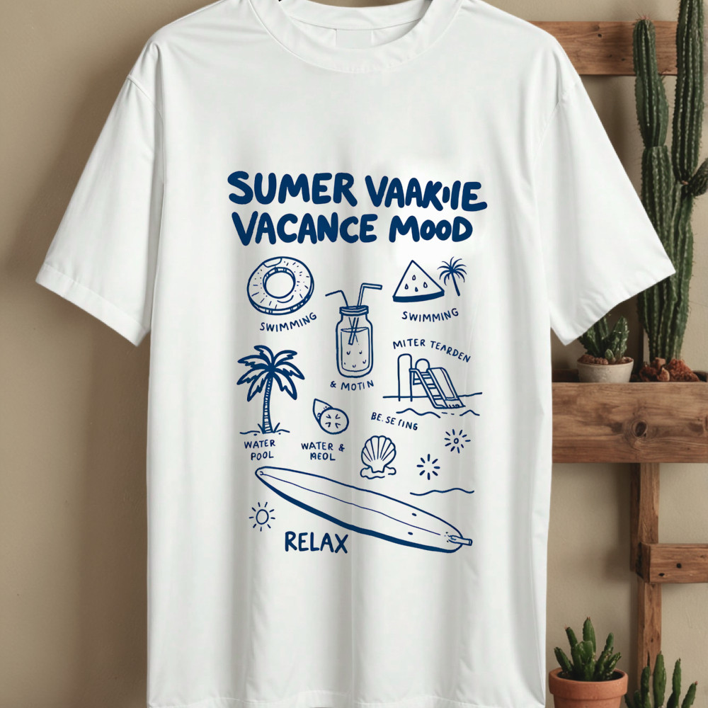 Camiseta Masculina Sumer Vakkie Vacance Mood Relax Streetwear 2025 Novo