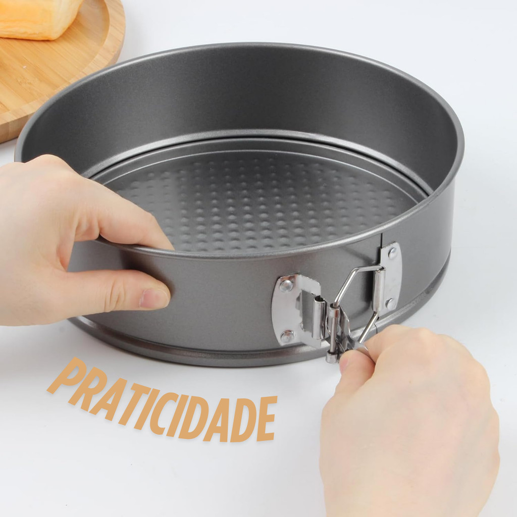 Kit 3 Formas com Fundo Removível Antiaderente para Torta Bolo Assadeira Bolos Tortas Redonda · foto 2