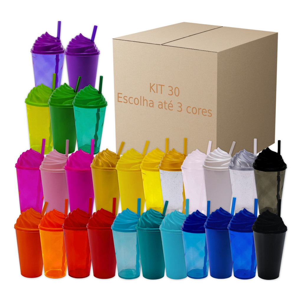 Kit 30 Copos Tampa Chantilly 300ml Direto Fábrica Balada Celebração Festividade Casamente Festa Show em Oferta na Shopee