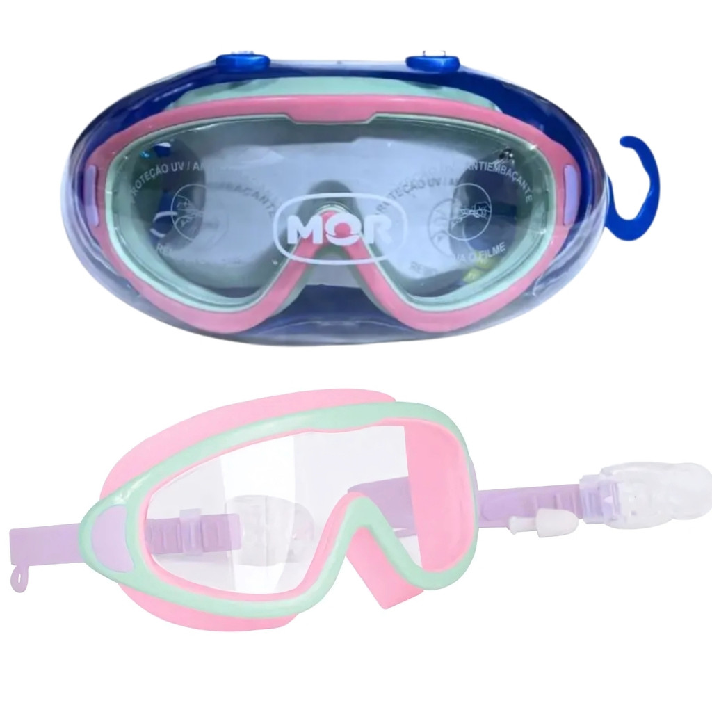 Óculos de Natação Antiembaçante Rosa Infantil Com Protetor de Ouvido - Mor