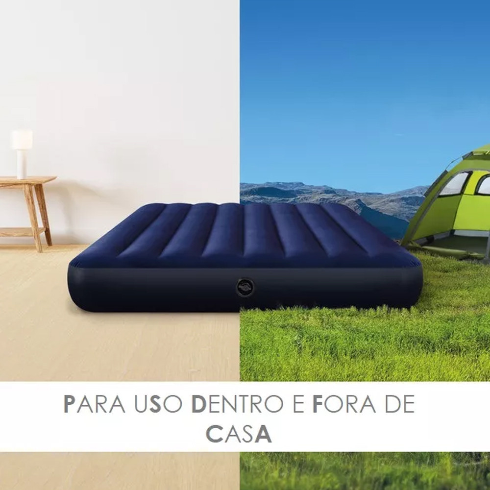 Colchão Inflável Casal Dura-Beam Classic Downy Full 273Kg Com Válvula 2 em 1 Intex