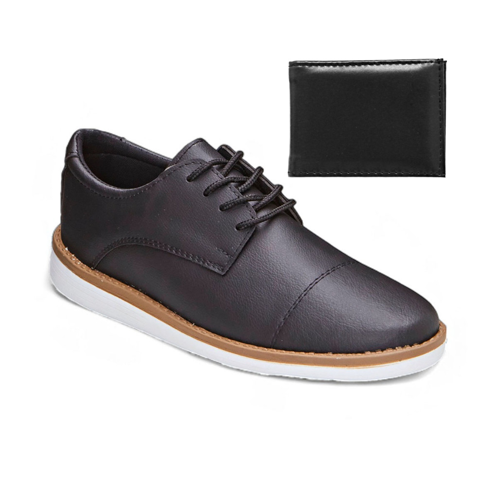 Sapato Casual Masculino Oxford Derby Preto Social Igreja Advogado Couro Esporte Fino Elegante