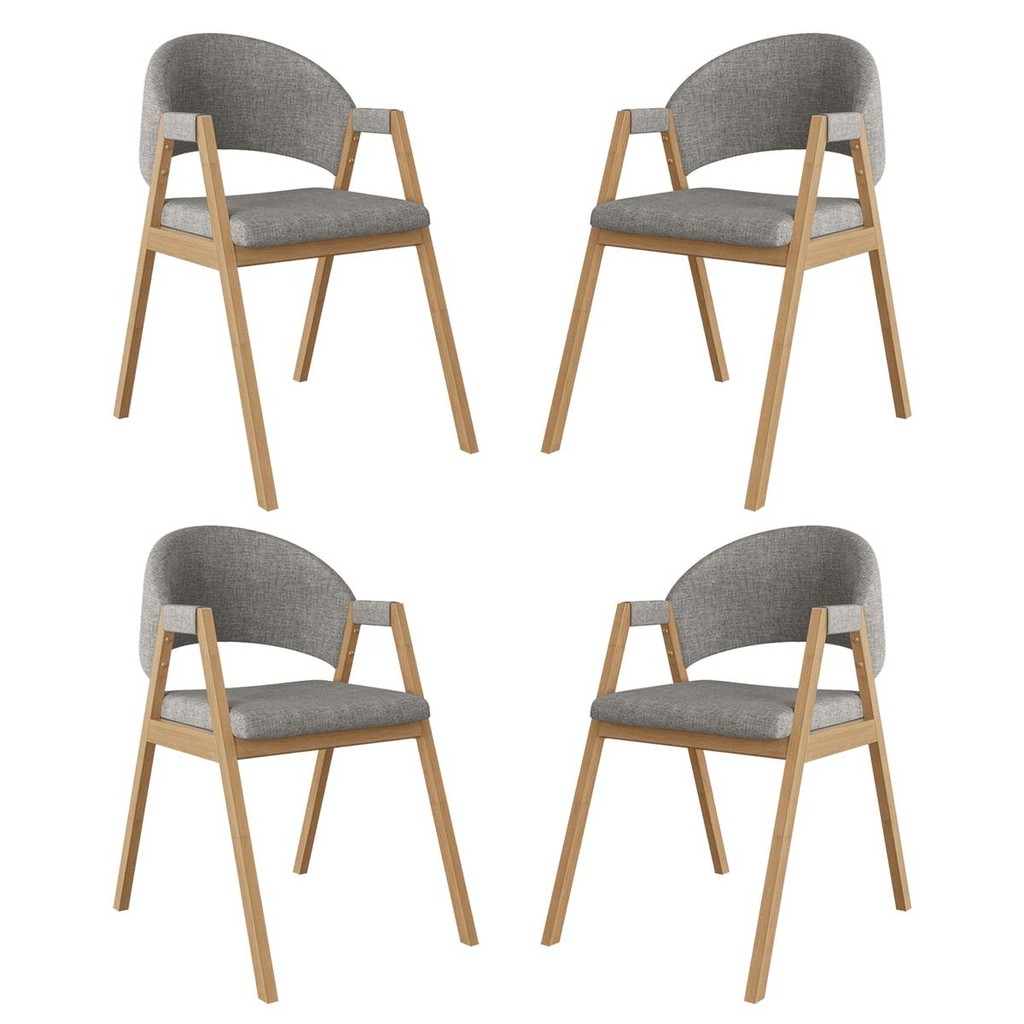 Kit 4 Cadeiras Mesa Jantar Suellen Versátil Reforçada Linho em Oferta na Shopee