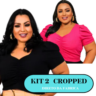 Kit 2 Cropped Manga Princesa Blusinha Tendencia Verão Super Confortável em Oferta na Shopee