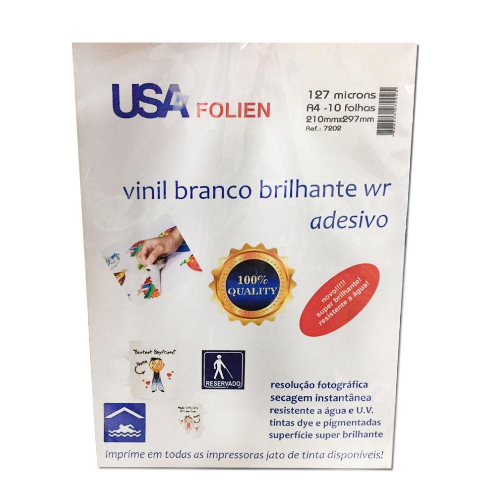 Papel Vinil Branco Adesivo Inkjet A4 10fls Aspaper