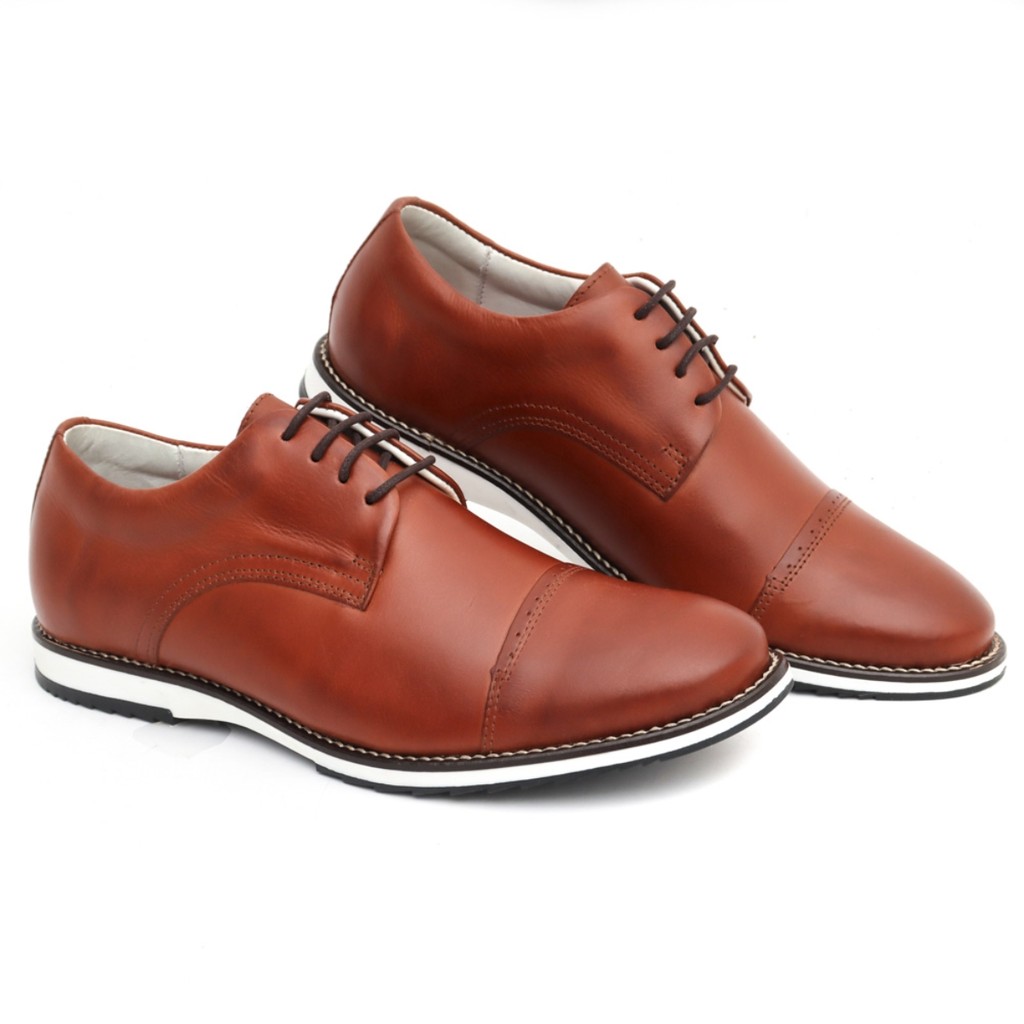 Sapato Oxford Casual Masculino Brogue Premium Couro Confort
