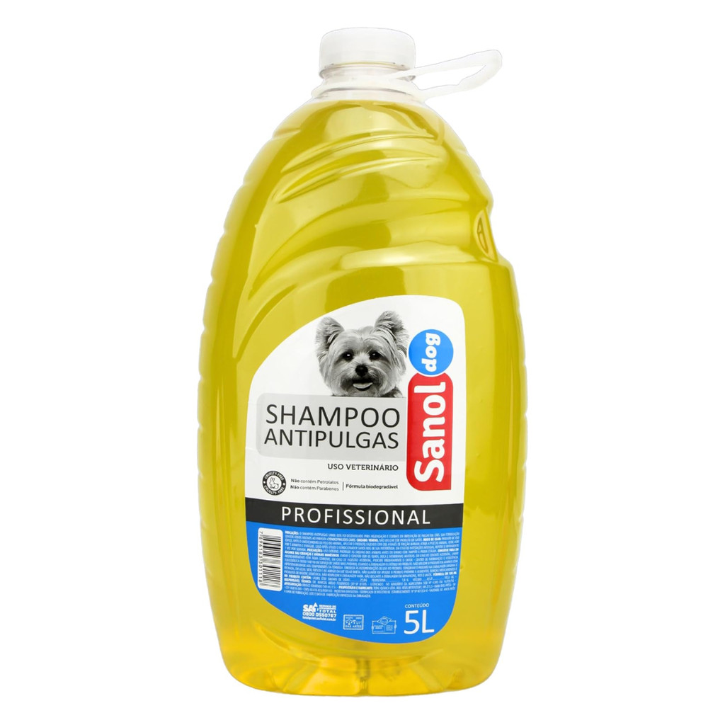 Shampoo Antipulgas Para Cães e Gatos Profissional 5 L - Sanol Dog em Oferta na Shopee