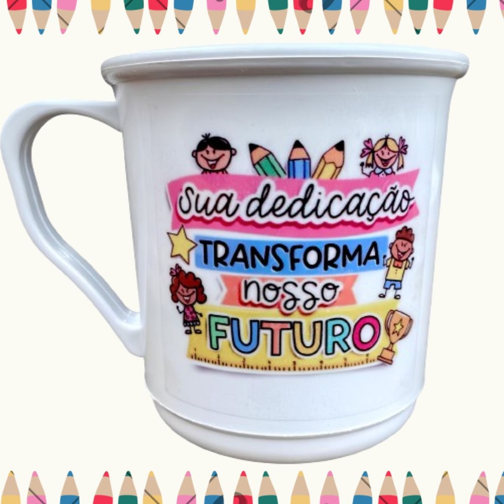 Caneca decorada 5un presente professor professora lembrancinha escola colégio creche rapido envio