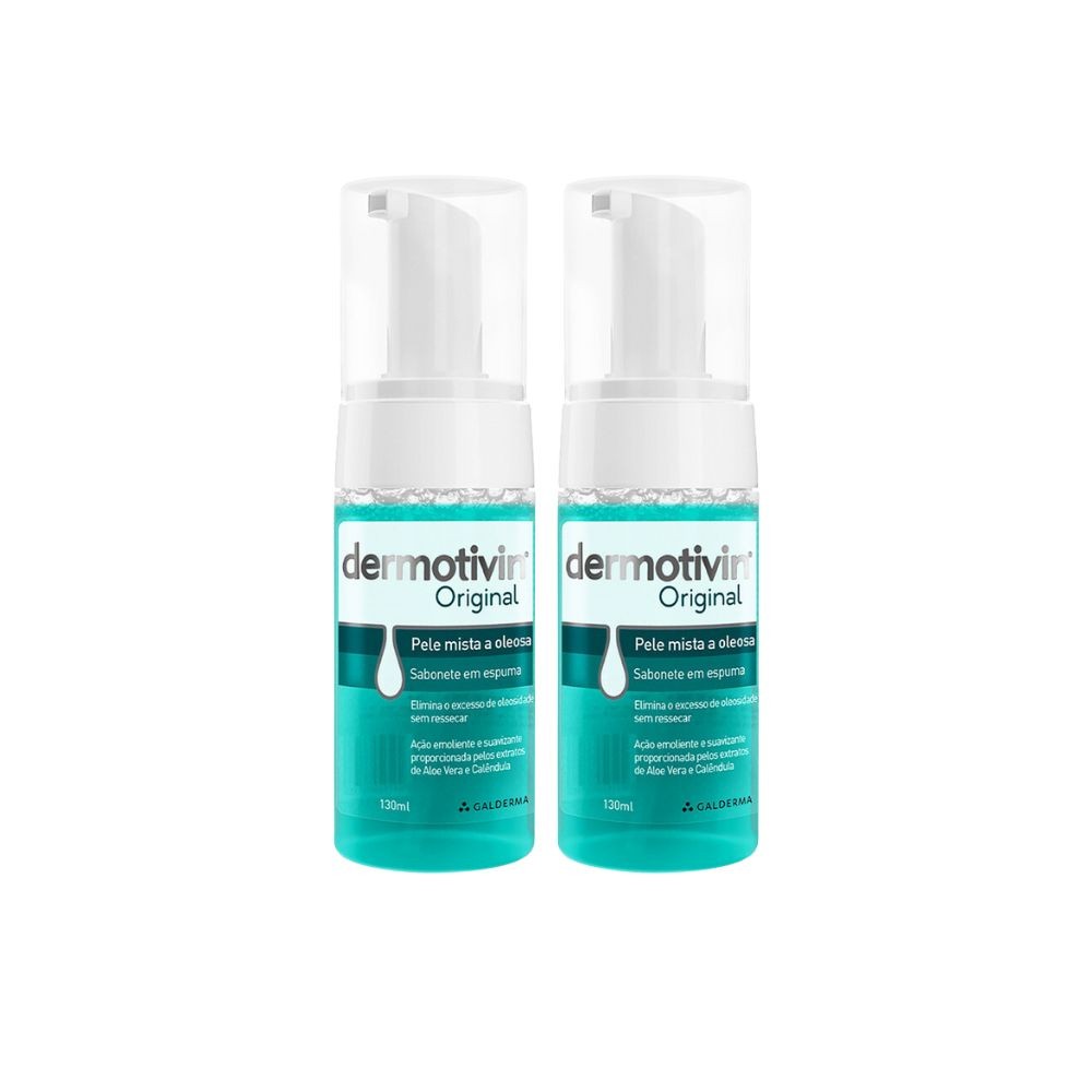 Kit 2 Dermotivin Original Sabonete em Espuma para Pele Mista ou Oleosa 130ml - Beauty