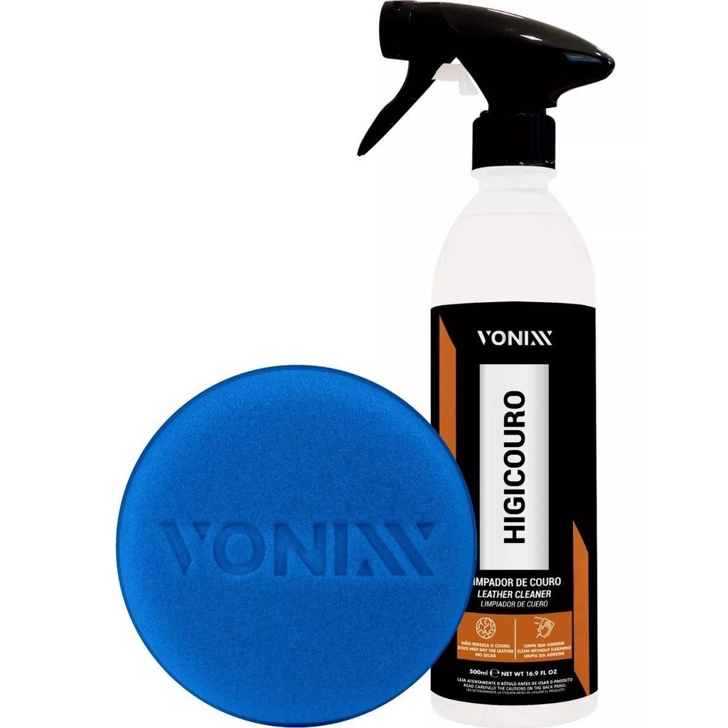Kit Higicouro Limpador de Couro Vonixx - Espuma Aplicadora Detailer