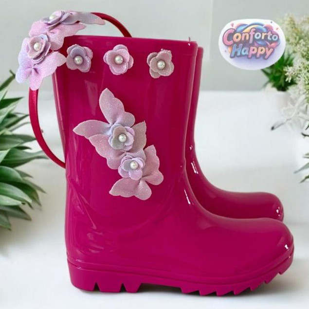 Bota Galocha Infantil Menina Original Leve e Confortável Com Tiara de Brinde em Oferta na Shopee