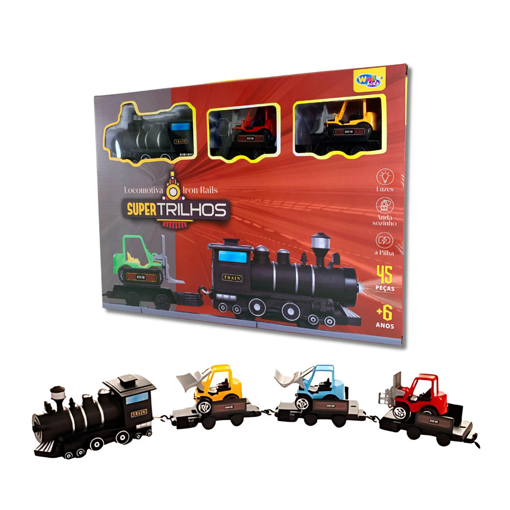 Pista Trem Grande Trenzinho Elétrico Ferrorama Locomotiva Com Luz