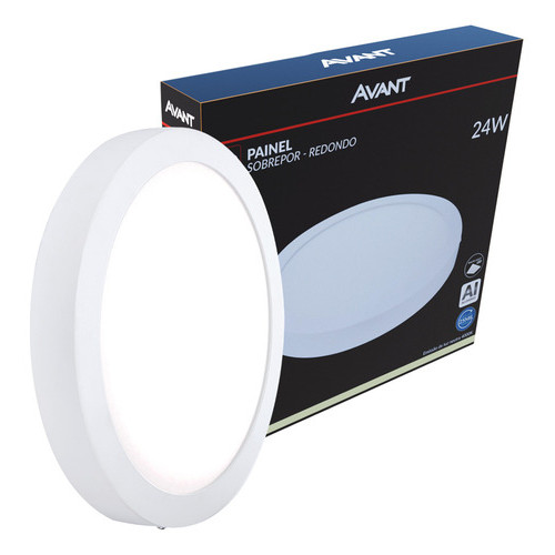 Painel Led Plafon Aluminio Sobrepor 24w 4000k Branco Neutro 30cm Redondo Cod:767130877 Avant